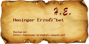 Heninger Erzsébet névjegykártya